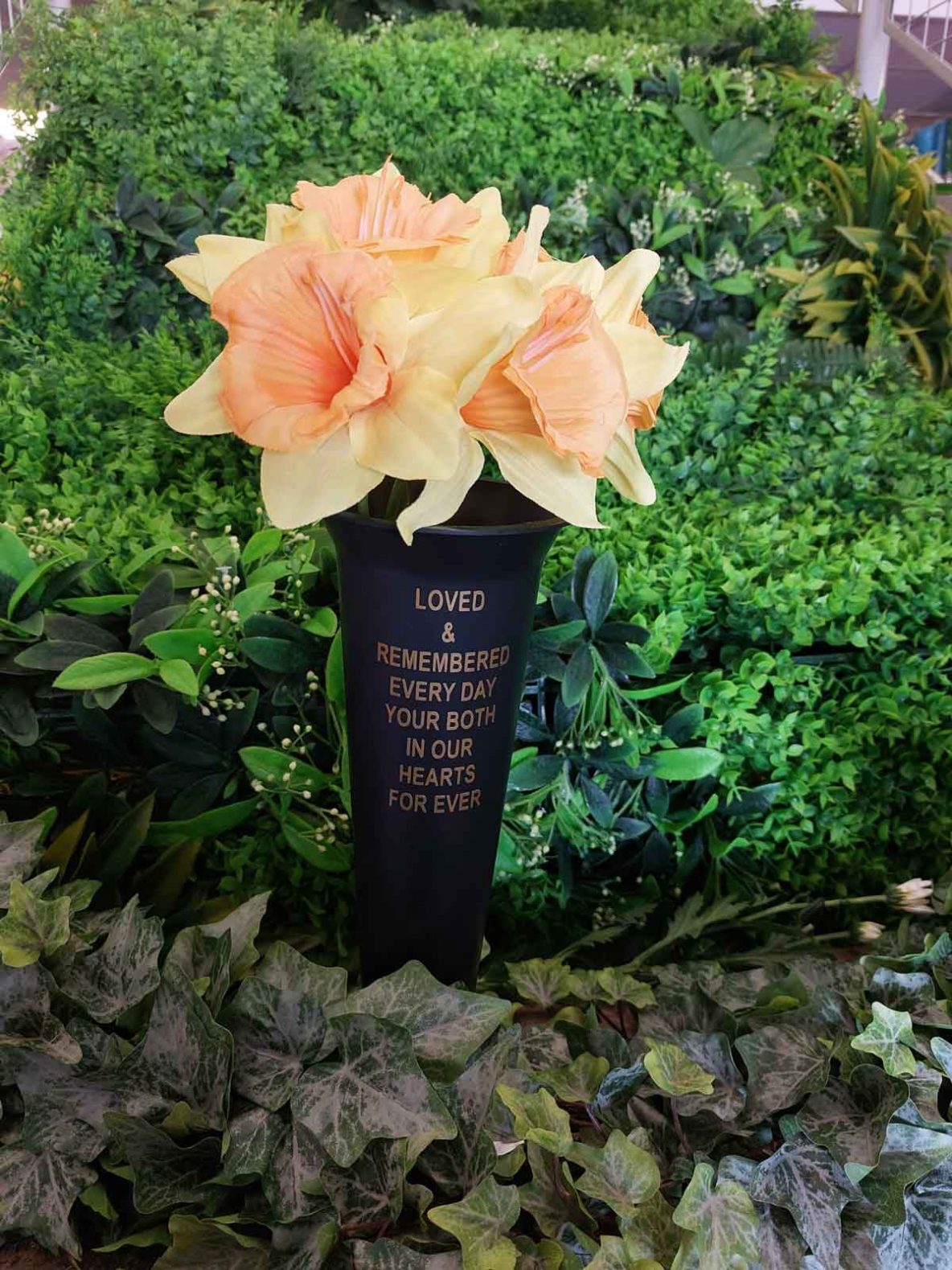 Personalised Black Plastic Grave Spike - MK Grave Vases